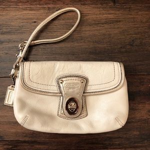 Coach Wristlet Cream Bag
